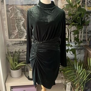 NWT express velveteen body hugging green dress.